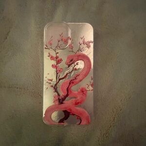 Pink Snake and Cherry Blossom Phone Case